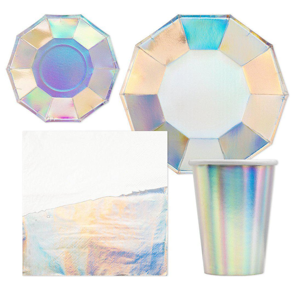 Iridescent Holographic Party Tableware Kit-Set of 50-Andaz Press-Iridescent-