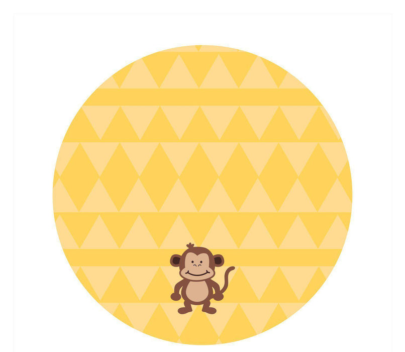 Jungle Safari Adventure Birthday Round Circle Gift Labels-Set of 40-Andaz Press-Monkey-