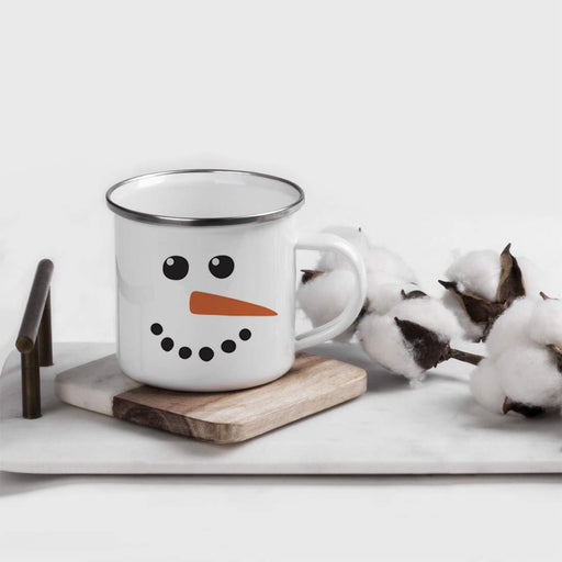 Kids Christmas Hot Chocolate Stainless Steel Campfire Coffee Mug Gift, Snowman with Carrot Nose-Set of 1-Andaz Press-