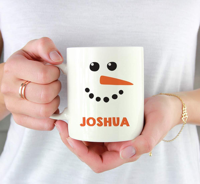 Kids Personalized Christmas Hot Chocolate Coffee Mug Gift Snowman with Carrot Nose-Set of 1-Andaz Press-