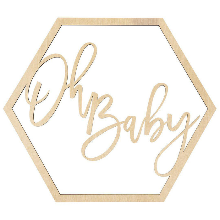 Large Laser Cut Oh Baby Hexagon Wood Bar Sign-Koyal Wholesale-