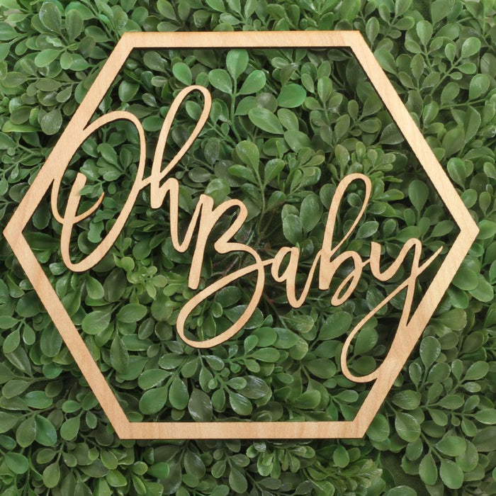 Laser Cut Wood Oh Baby Sign-Set of 1-Koyal Wholesale-