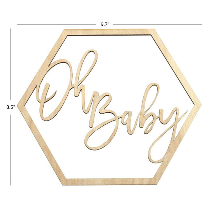 Laser Cut Wood Oh Baby Sign-Set of 1-Koyal Wholesale-