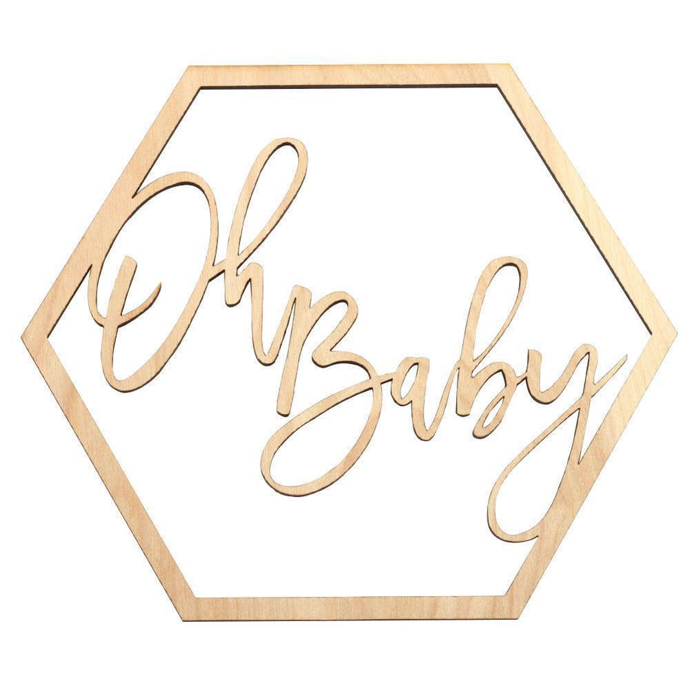 Laser Cut Wood Oh Baby Sign-Set of 1-Koyal Wholesale-