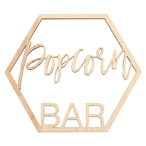 Laser Cut Wood Popcorn Bar Sign-Set of 1-Koyal Wholesale-