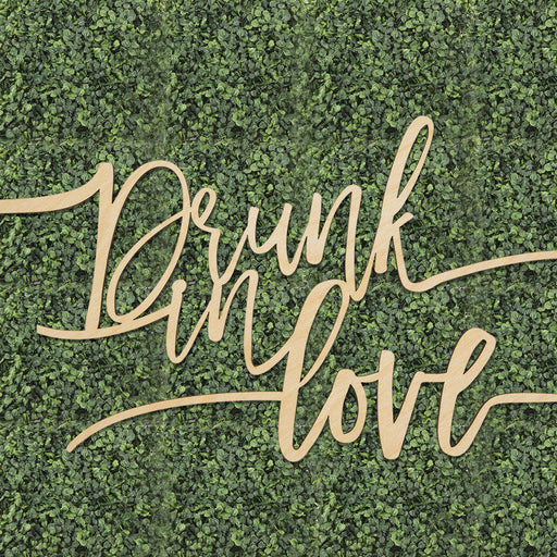 Laser Cut Wood Scripted Drunk in Love Bar Sign-Set of 1-Koyal Wholesale-