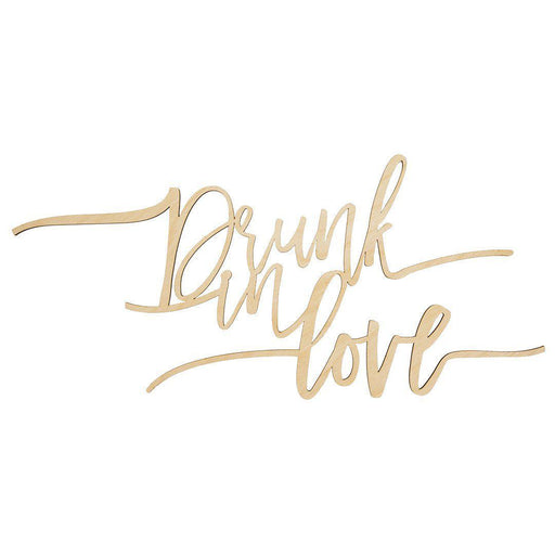 Laser Cut Wood Scripted Drunk in Love Bar Sign-Set of 1-Koyal Wholesale-