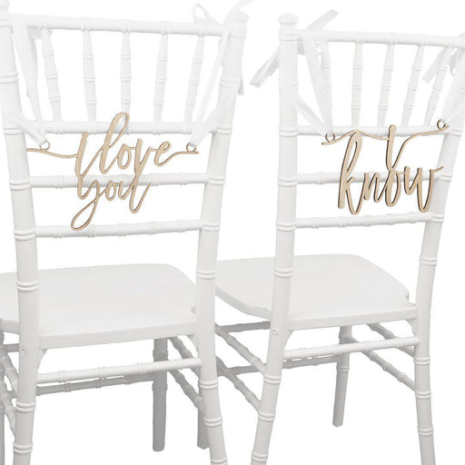 Laser Cut Wood Scripted I Love You, I Know Chair Signs-Set of 2-Koyal Wholesale-