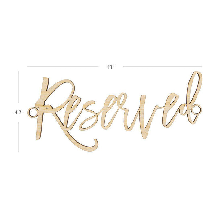 Laser Cut Wood Scripted Reserved Chair Signs-Set of 6-Koyal Wholesale-