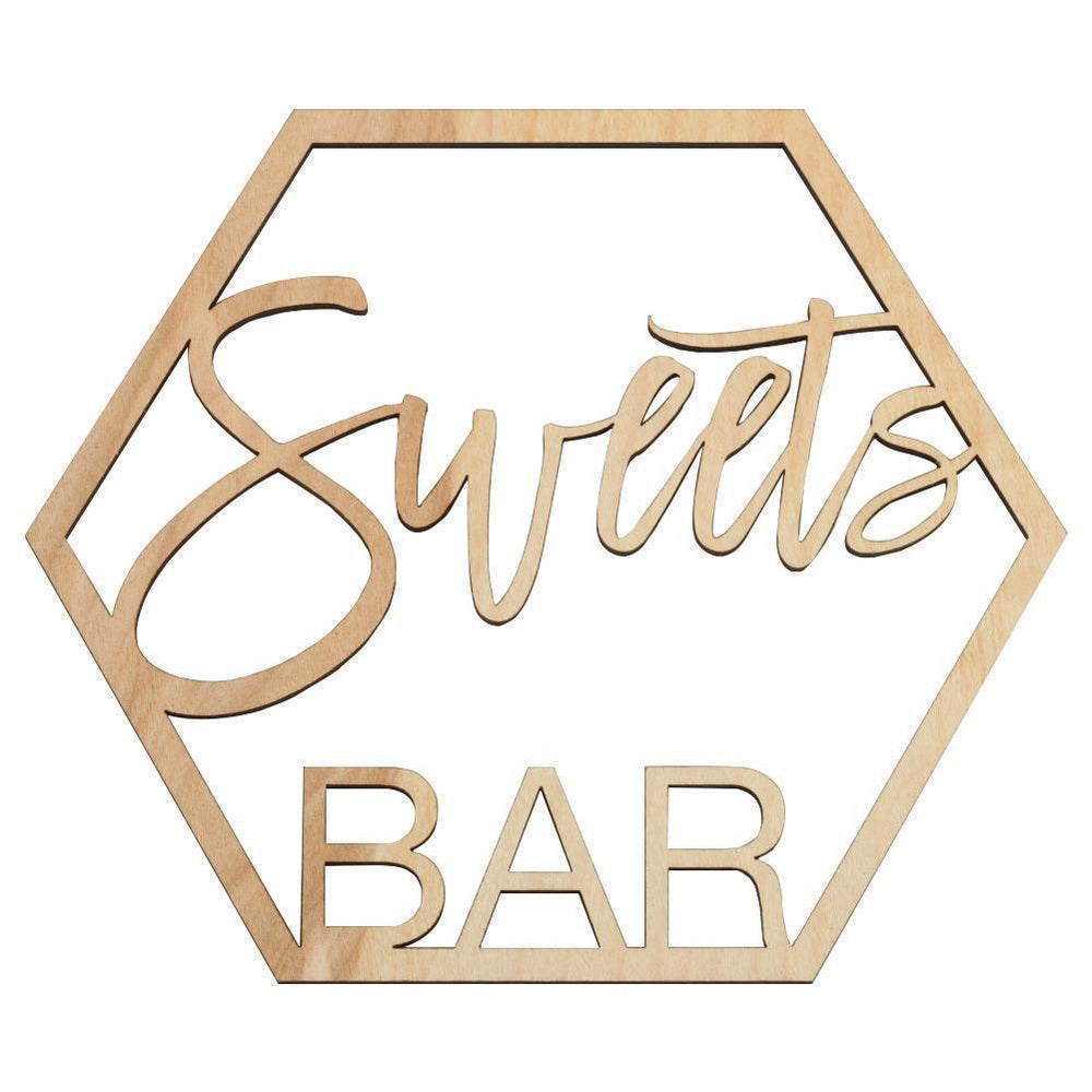 Laser Cut Wood Sweets Bar Sign-Set of 1-Koyal Wholesale-