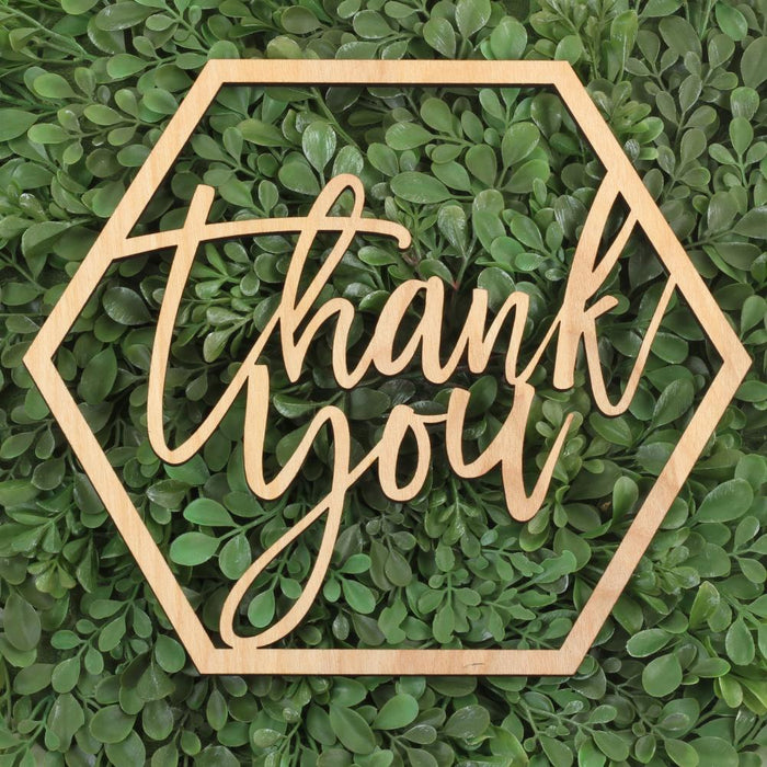 Laser Cut Wood Thank You Sign-Set of 1-Koyal Wholesale-