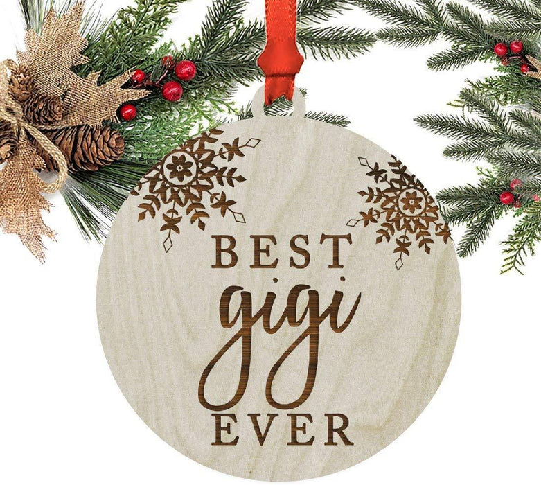 Laser Engraved Wood Christmas Ornament, Best Gigi Ever, Snowflakes-Set of 1-Andaz Press-