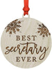 Laser Engraved Wood Christmas Ornament, Best Secretary Ever, Snowflakes-Set of 1-Andaz Press-