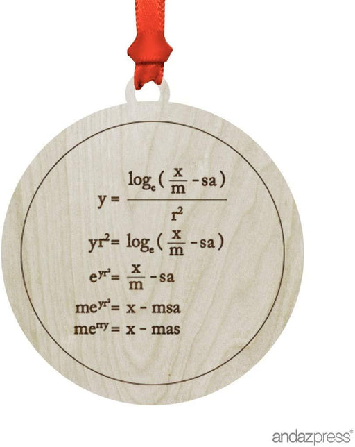 Laser Engraved Wood Christmas Ornament, Merry Christmas Math Equation-Set of 1-Andaz Press-