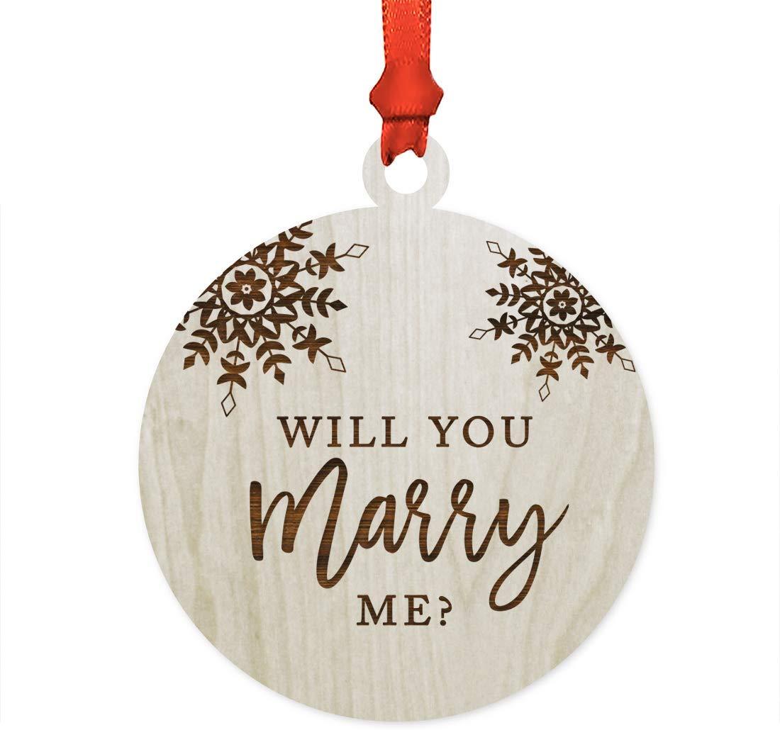 Laser Engraved Wood Christmas Ornament, Will You Marry Me?, Snowflakes-Set of 1-Andaz Press-