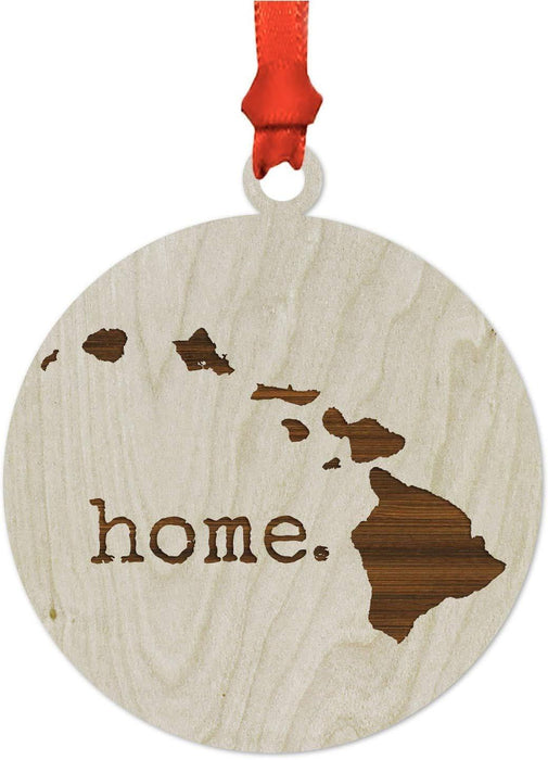 Laser Engraved Wood US State Christmas Ornament, Home-Set of 1-Andaz Press-Hawaii-