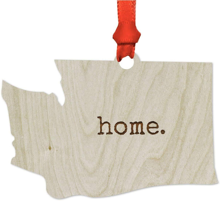 Laser Engraved Wood US State Christmas Ornament, Home-Set of 1-Andaz Press-Washington-