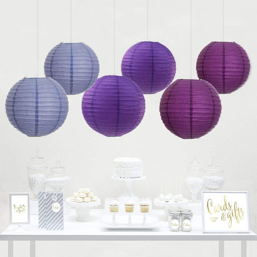 Lavender, Plum Purple, Royal Purple Hanging Paper Lanterns Decorative Kit-Set of 6-Andaz Press-