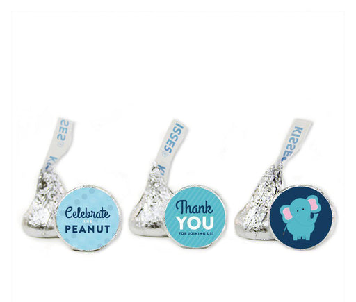 Lil Peanut Elephant Boy Baby Shower Hershey's Kisses Favor Labels-Set of 216-Andaz Press-Thank You-