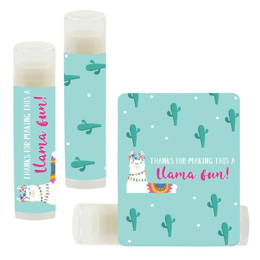 Llama and Cactus Party Lip Balm Party Favors-Set of 12-Andaz Press-Thanks for Making This A Llama Fun!-