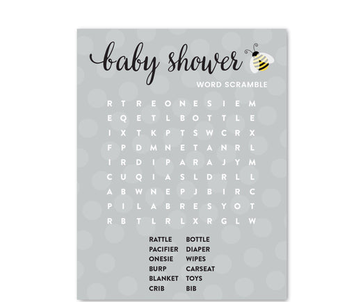 Mama to Bee Bumblebee Gender Neutral Baby Shower Games & Fun Activities-Set of 1-Andaz Press-Word Search-