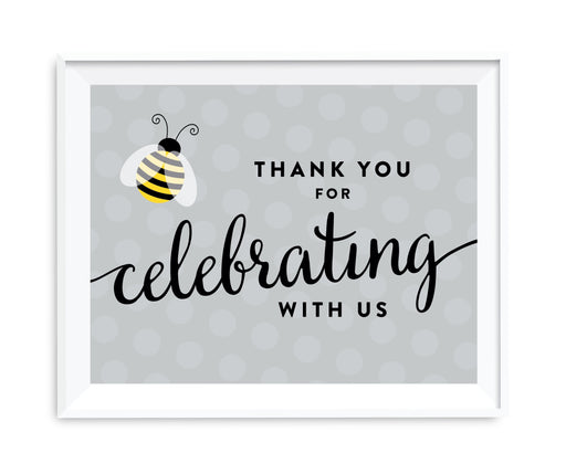 Mama to Bee Bumblebee Gender Neutral Baby Shower Party Signs-Set of 1-Andaz Press-Thank You For Celebrating With Us!-