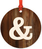 Metal Christmas Ornament, Monogram & Ampersand, Rustic Wood-Set of 1-Andaz Press-