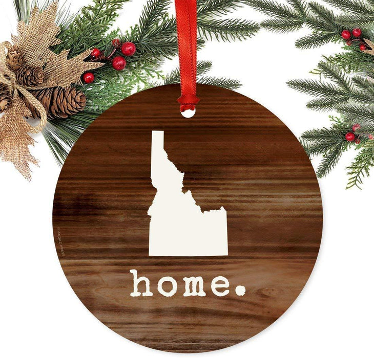 Metal Christmas Ornament, Rustic Wood Print, Idaho-Set of 1-Andaz Press-