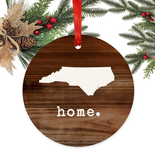 Metal Christmas Ornament, Rustic Wood Print, North Carolina-Set of 1-Andaz Press-