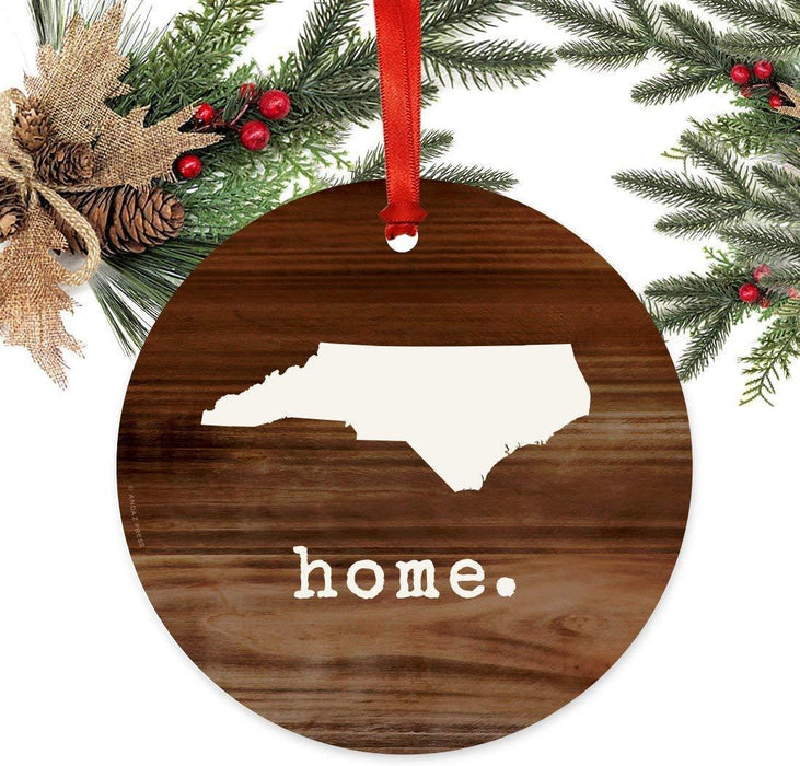 Metal Christmas Ornament, Rustic Wood Print, North Carolina-Set of 1-Andaz Press-