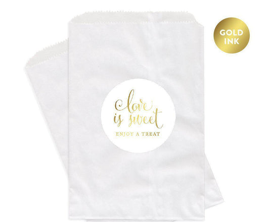 Metallic Gold Love is Sweet Enjoy a Treat Favor Bags-Set of 24-Andaz Press-