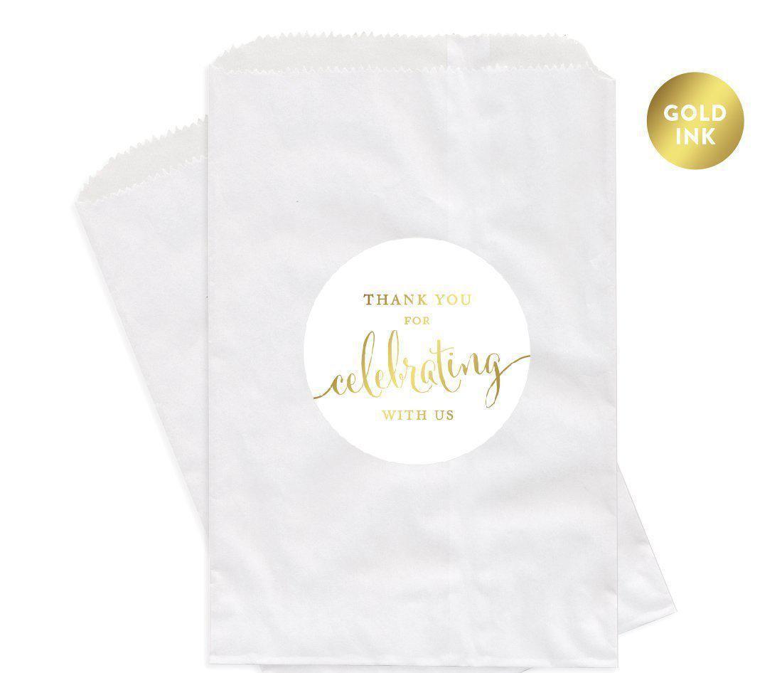 Metallic Gold Thank You for Celebrating With Us Favor Bags