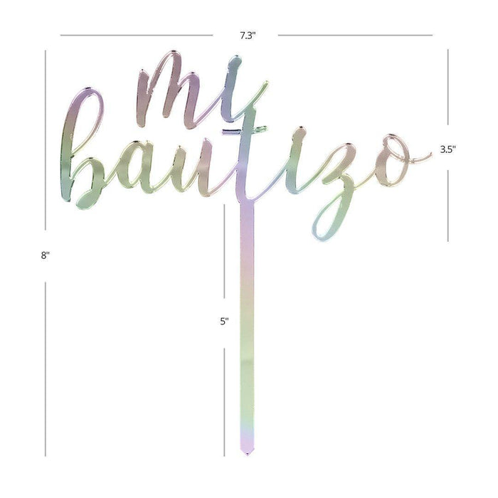 Mi Bautizo Baptism Mirror Acrylic Cake Toppers-Set of 1-Andaz Press-Gold-
