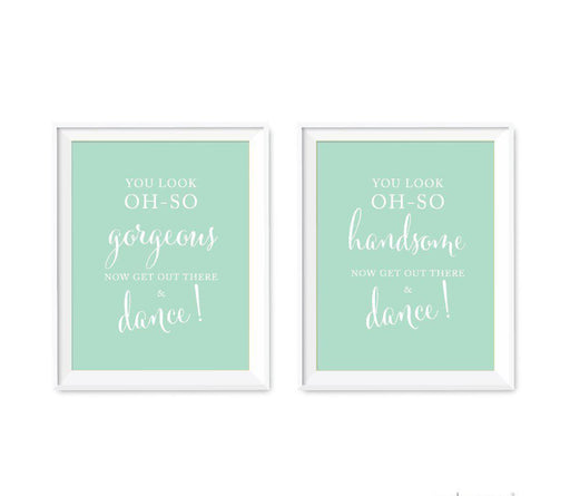 Mint Green Wedding Signs, 2-Pack-Set of 2-Andaz Press-Ladies, Gents Bathroom Restroom-