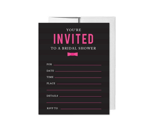 Modern Black and White Stripes Wedding Blank Bridal Shower Invitations with Envelopes-Set of 20-Andaz Press-