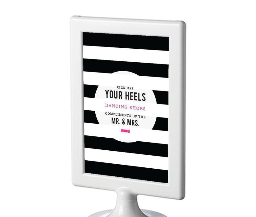 Modern Black and White Stripes Wedding Framed Party Signs-Set of 1-Andaz Press-Mr. & Mrs.-