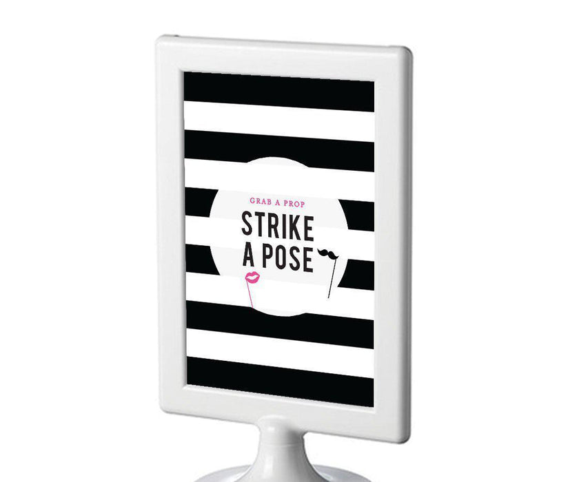 Modern Black and White Stripes Wedding Framed Party Signs-Set of 1-Andaz Press-Mr. & Mrs.-