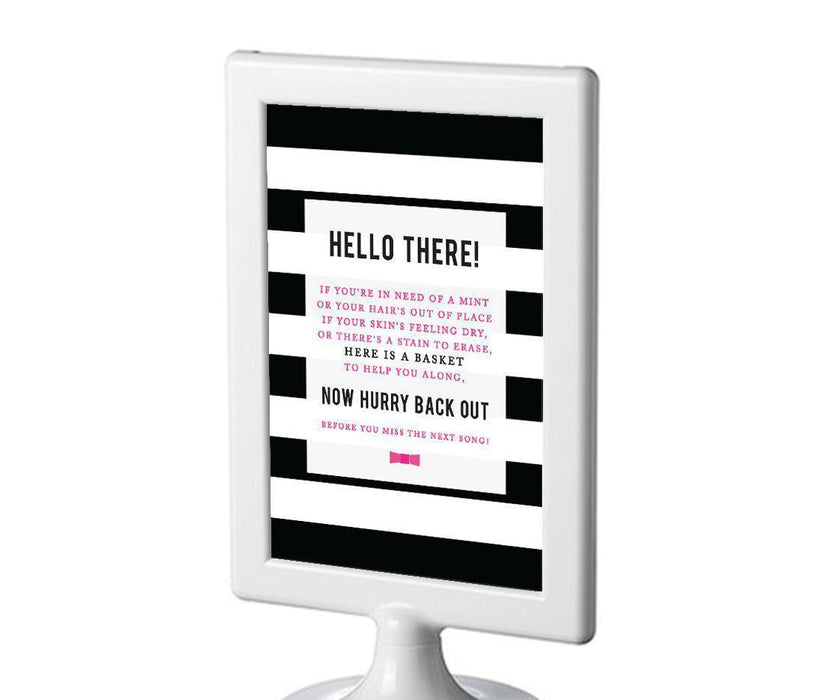 Modern Black and White Stripes Wedding Framed Party Signs-Set of 1-Andaz Press-Mr. & Mrs.-