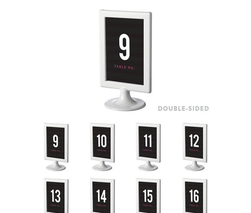 Modern Black and White Stripes Wedding Framed Table Numbers-Set of 8-Andaz Press-9-16-