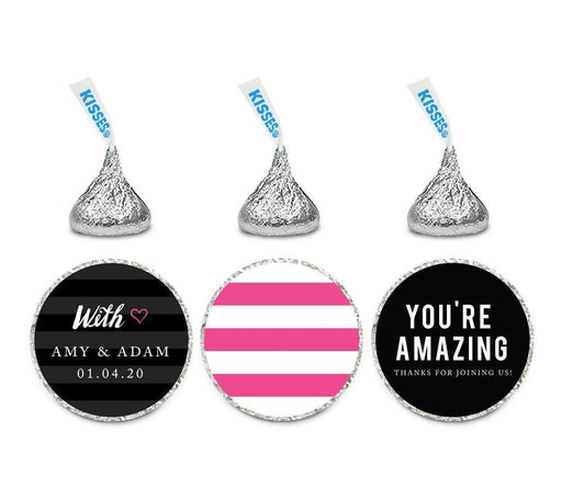 Modern Black and White Stripes Wedding Hershey's Kiss Stickers-Set of 216-Andaz Press-