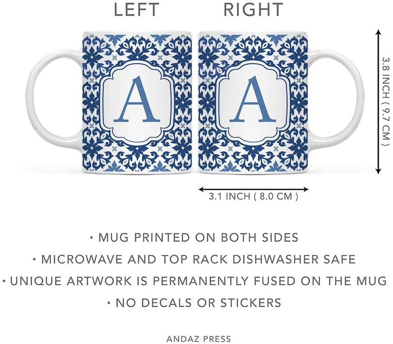 Moroccan Monogram Ceramic Coffee Mug-Set of 1-Andaz Press-Letter A-