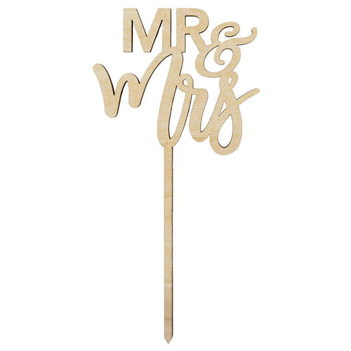 Mr and Mrs Laser Cut Wood Cake Topper-Set of 1-Andaz Press-Natural-