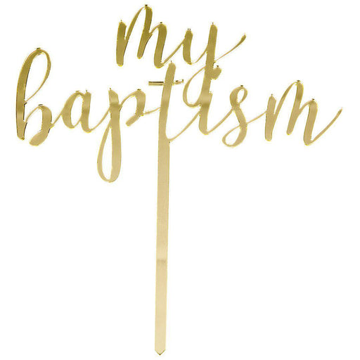 My Baptism Mirror Acrylic Cake Toppers-Set of 1-Andaz Press-Gold-