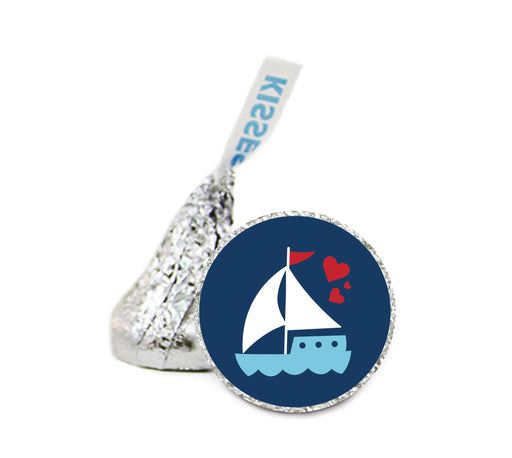 Nautical Sailboat Hershey's Kiss Baby Shower Stickers-Set of 216-Andaz Press-Boy-