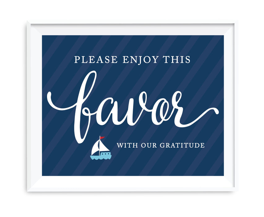 Nautical Theme Table Party Signs-Set of 1-Andaz Press-Please Enjoy Favor With Our Gratitude-