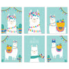 Nursery Girls Room Wall Art-Set of 6-Andaz Press-Aqua, Llama Head Tassels Graphics-