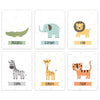 Nursery Room Wall Art, Jungle Safari Animals Lion Zebra Giraffe Tiger Crocodile Elephant-Set of 6-Andaz Press-