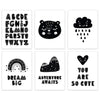 Nursery Room Wall Art, Minimalist Scandinavian Black White, Adventure Awaits Alphabet-Set of 6-Andaz Press-