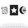 Nursery Room Wall Art, Minimalist Scandinavian Black White, Twinkle Little Star, Love You to Moon and Back-Set of 3-Andaz Press-