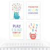 Nursery Room Wall Art, Monsters Alphabet Numbers Imagination-Set of 4-Andaz Press-